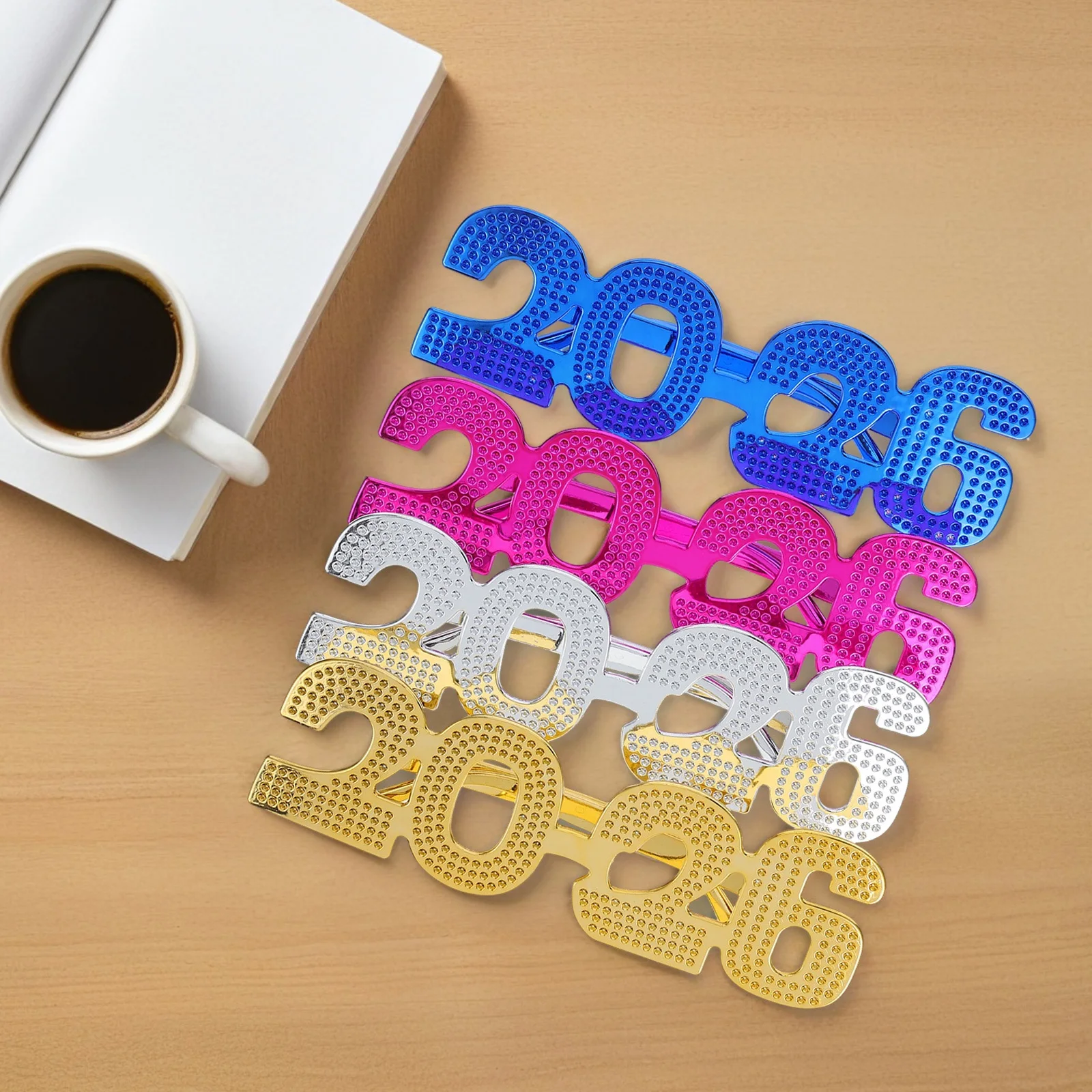 

4Pcs 2026 New Year Glasses Unique Design Graduation Party Eyeglasses Material Lightweight Portable Decorations