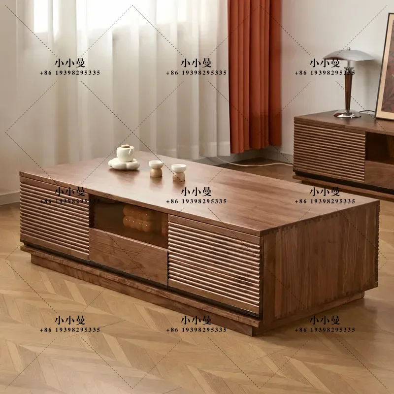 North American Black Walnut Solid Wood Coffee Table Modern Simple Cherry Wood Log Living Room Multifunctional Storage