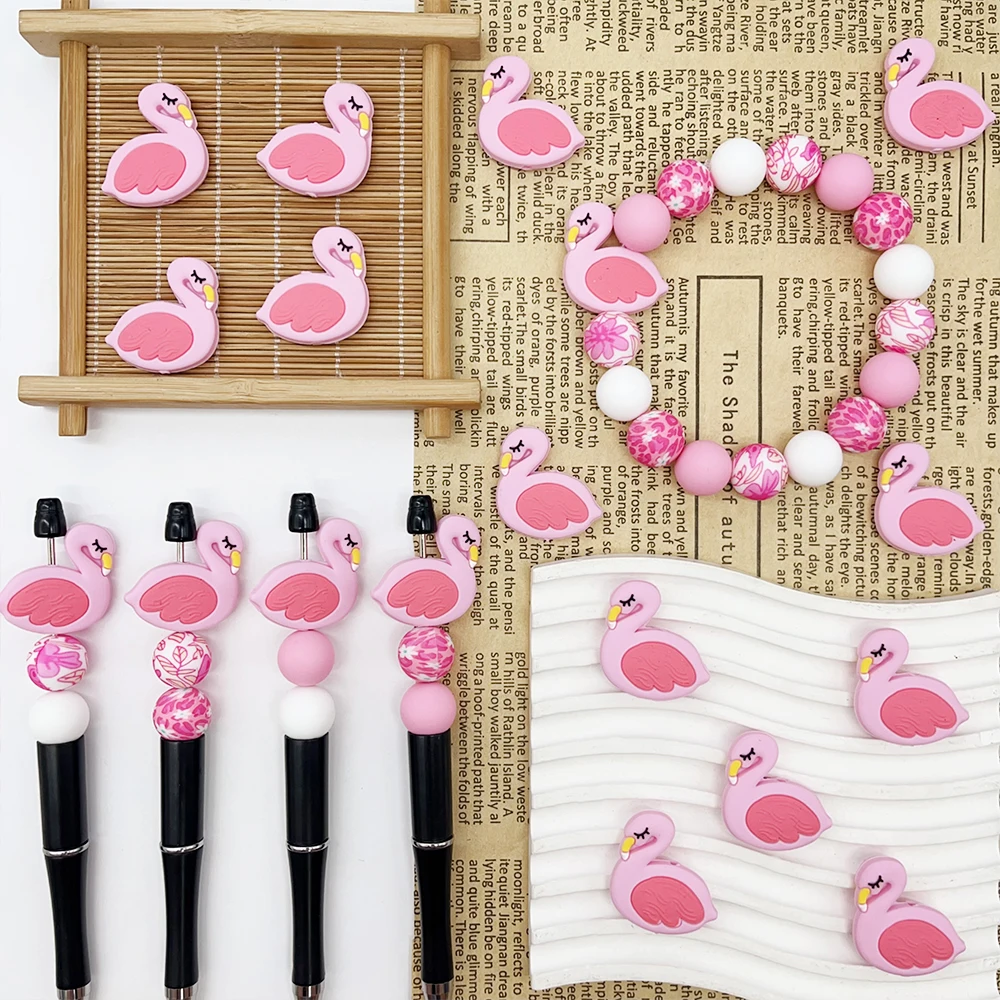 33-teiliges Silikonperlen-Set in Flamingo-Form zum Selbermachen von Perlenketten, Armbändern, Dekorationen, Stiften, Schmuckanhängern usw. Feiertags-Geburtstagsgeschenk – Detail 6