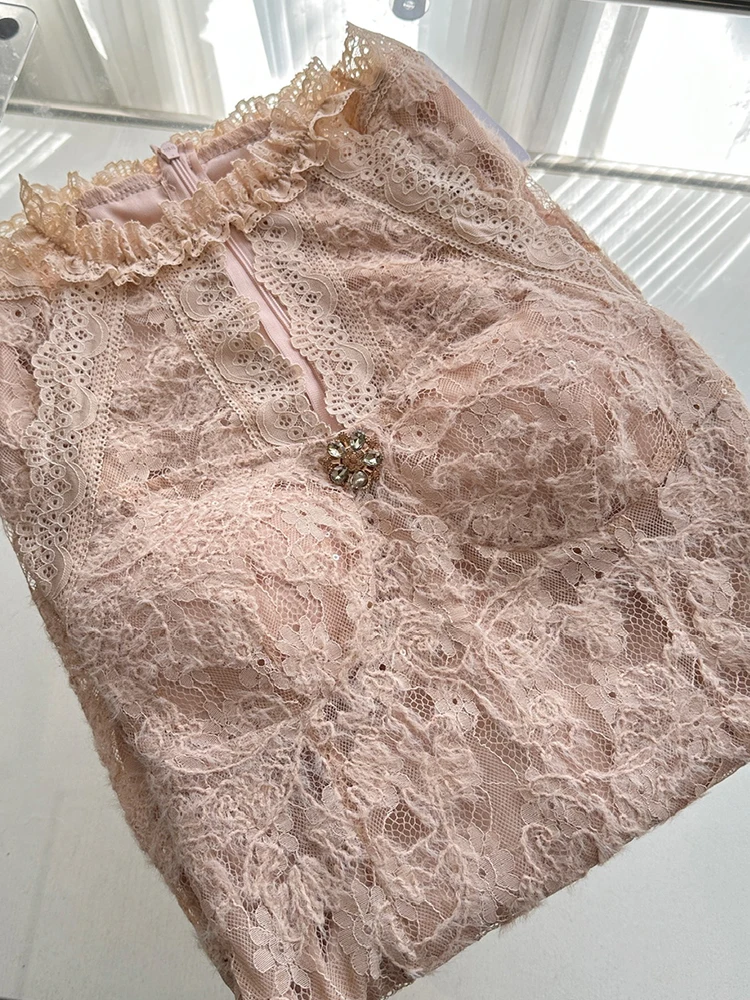 Women Shoujo Hollow Out Evening Mini Sleeveless Dress French Vintage Mini Frocks Old Money One-Piece Coquette Party Gyaru Luxury