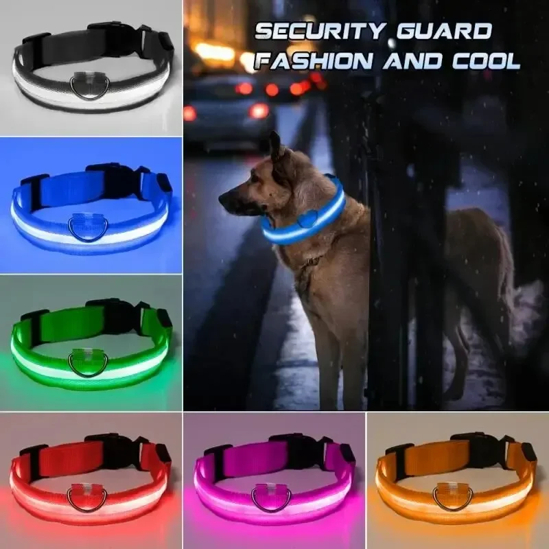 

1pc Adjustable Dog Collar LED Glowing Luminous Collar Dog Night Light Pet Safety Collar For Small Dogs Accessories Dog chain Dog