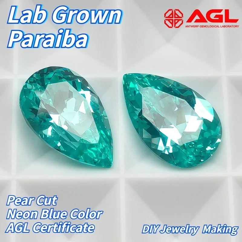 

Искусственно выращенный неоново-синий камень Параиба грушевидной огранки для самостоятельного изготовления колец, ожерелий, серег. Основные материалы на выбор. Сертификат AGL.