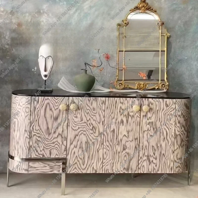 

X French Medieval Solid Wood Art Sideboard, Designer Model Room, Decorative Entryway, Household Wall Storage