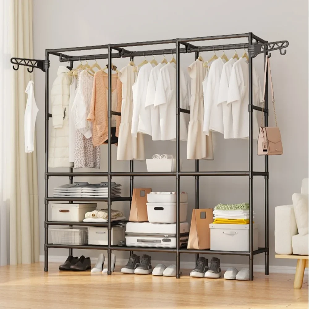 Clothes Rack Save Space Double-Row Hangers Shoe Rack High-capacity Coats Shelf Modern Simplicity Storage Shelf Clothes Hanger