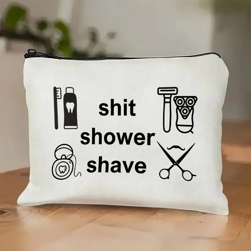 A funny one“Shaving and bathing”Design women's toiletry bag，Humorous Travel Cleaning Bag，Christmas Gift，Durable mixed colors，Tas