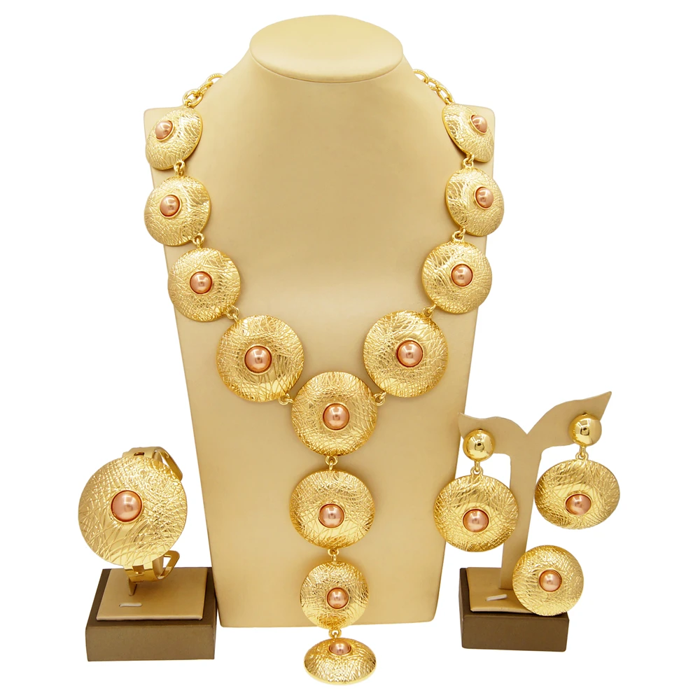 Women Jewelry Sets Bracelets Pendants Big Rings Wedding Banquet Party Gold Plated Jewelry Nigeria Fashion Trends Nigeria Wedding
