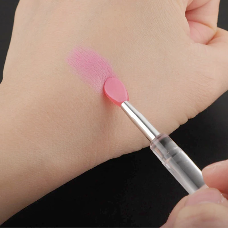 Pinceaux pour masque à lèvres en Silicone (Transparent/Rose)-Applicateur de gommage à lèvres Portable, pointe en Silicone souple pour baume à lèvres/masque à lèvres