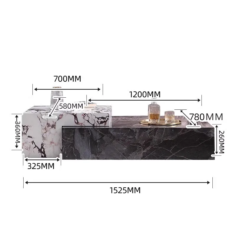 Rock slab coffee table combination four-draw rectangular small apartment with drawers living room home