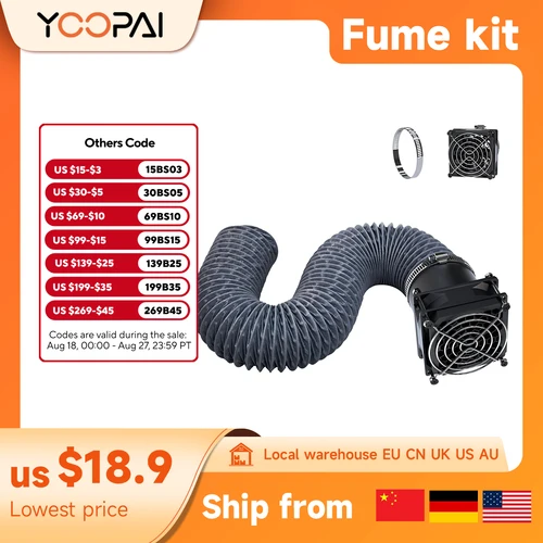 Imagen 1 del producto Kit de escape de humos YOOPAI para todos los gabinetes de impresora 3D YOOPAI para olores de escape de laboratorio Bambu, humo y polvo que mantiene la circulación del aire