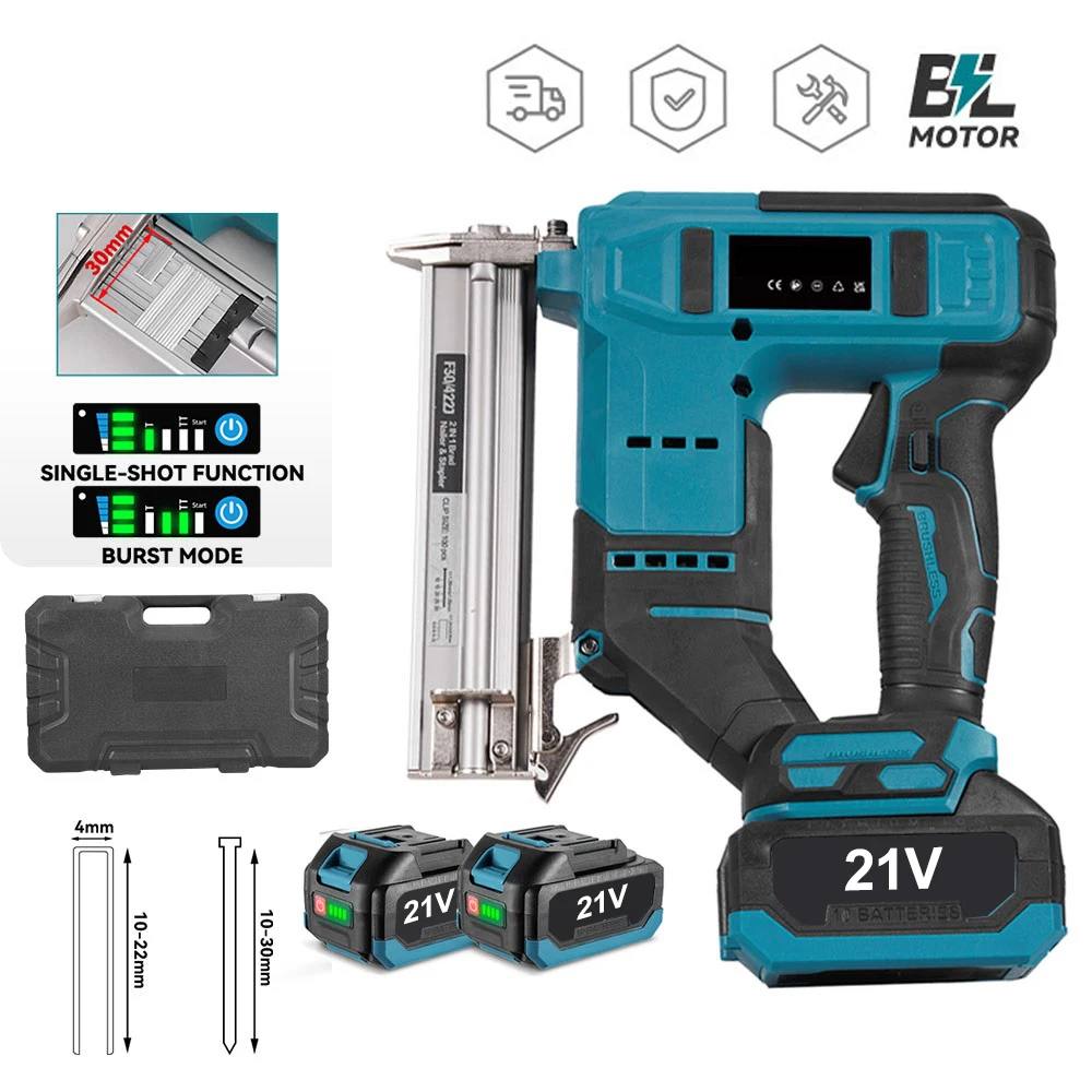 F30 422J Bürstenloser Elektro-Tacker 2-in-1 Multifunktions-Klammernpistole Tacker Elektrowerkzeug für Makita 18V Akku