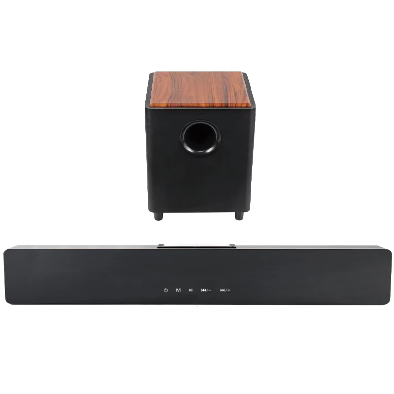 

Wireless/Wired Wooden Subwoofer 2.1Ch 120W Sound Bar Tv Saund Speaker Box Wood