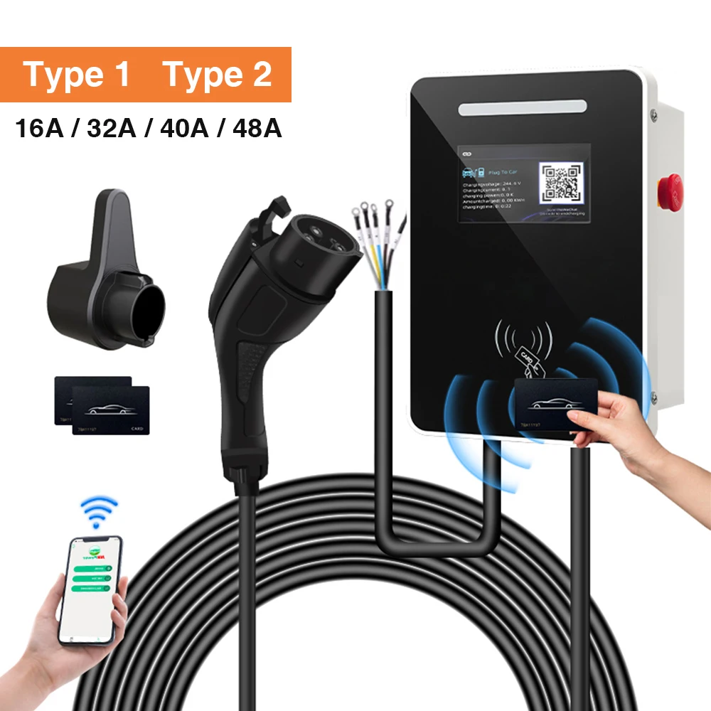 16A 32A EV Charger 7kW 11KW 22KW Customized Charging Cable Electric Car Charger Station for Home Use