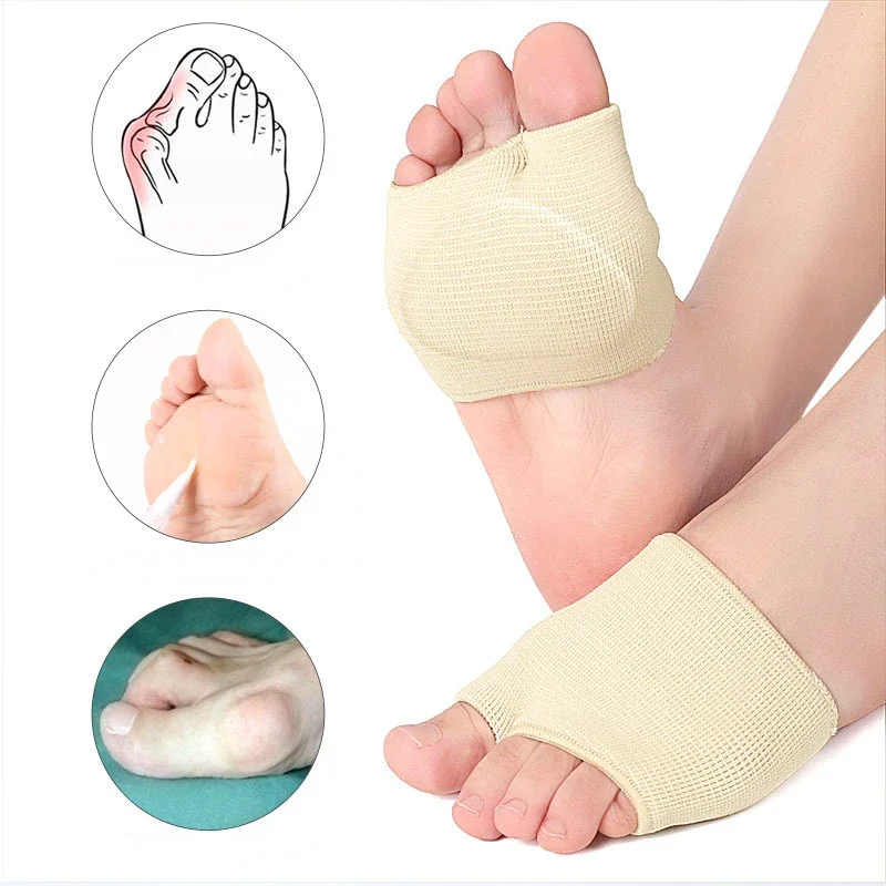 1 Pair Silicone Metatarsal Sleeve Pads Half Toe Bunion Sole Forefoot Gel Pads Cushion Half Sock Prevent Calluses Blisters