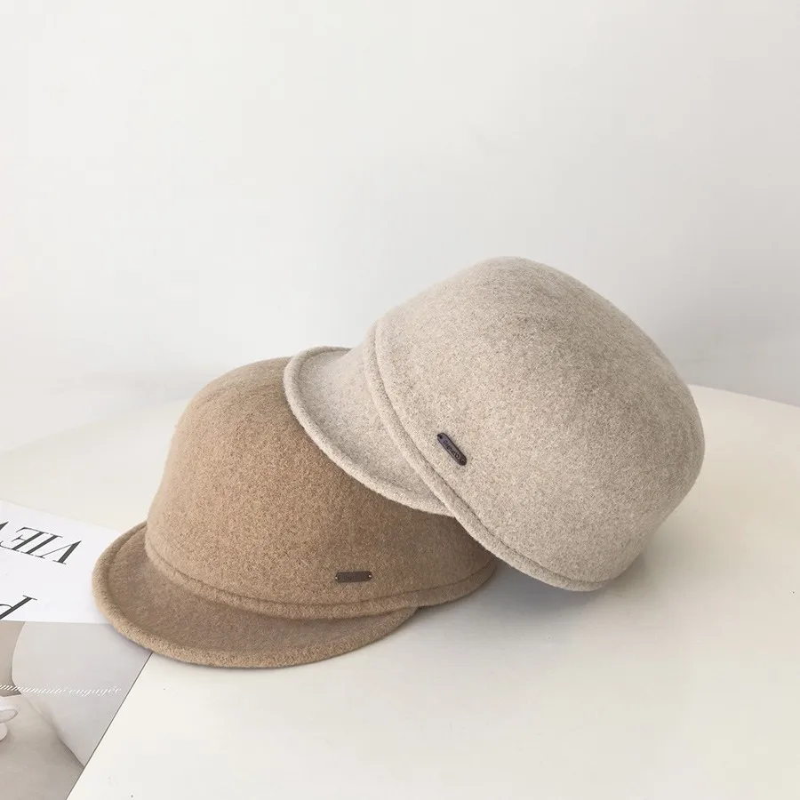 

Японская простая шерстяная кепка-берет для женщин, осенне-зимняя, в корейском стиле, универсальная, для верховой езды, ретро-кепка, визуально уменьшающая лицо, бейсболка