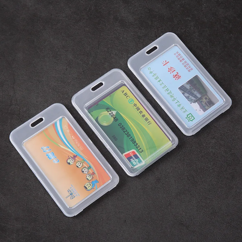 1pcs PP Transparent Card Holder Bank Bus Card Case Employee Name Badge Access Student ID Meal Card Protective Cover