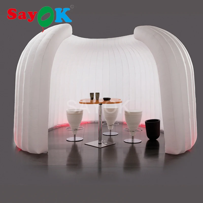 SAYOK Inflatable Photo Booth Backdrop Wall Structure Chill-out Area Inflatable Round Booth for Office Trade Shows Events Decor