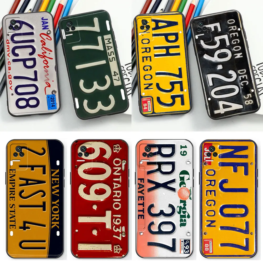 Retro Funny License Plate Number Car Case For Redmi 13C 12C 12 10C 10 9T 9A 9 8 K60 Ultra K50 K40 Gaming K40S K30 K20 Pro Cover