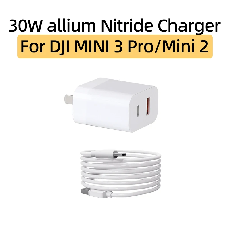 For DJI Mini 3Pro Drone 30W Gallium Nitride QC3.0 Dual Port Fast Charger Mini 2 Quickly Charging Accessories