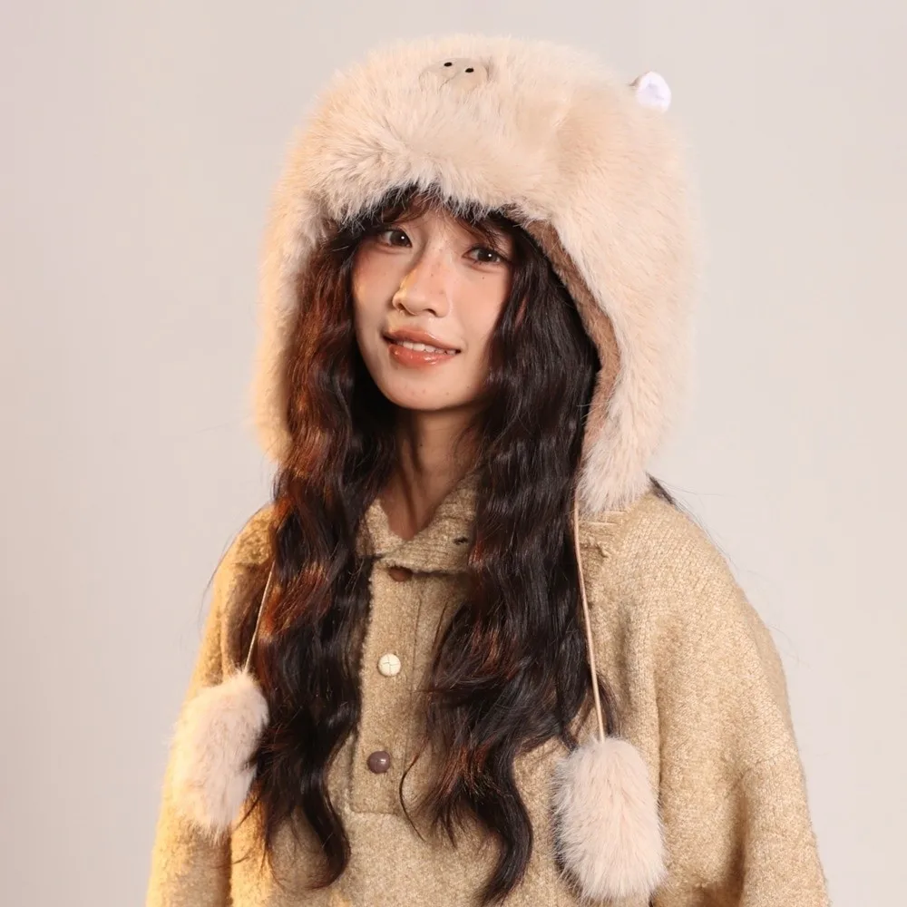 

New Warm Hat Warm Fluffy Fur Ear Protection Hat Coldproof Windproof Beanie Hat Autumn and Winter