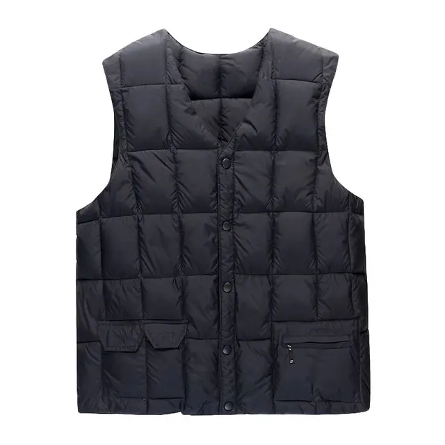 Kamizelka męska Kurtka bez rękawów Zimowa Gruba Ciepła Lekka Kamizelka Marki Luźna Bawełniana Wyściełana Klapki V-neck Płaszcz XL-5XL