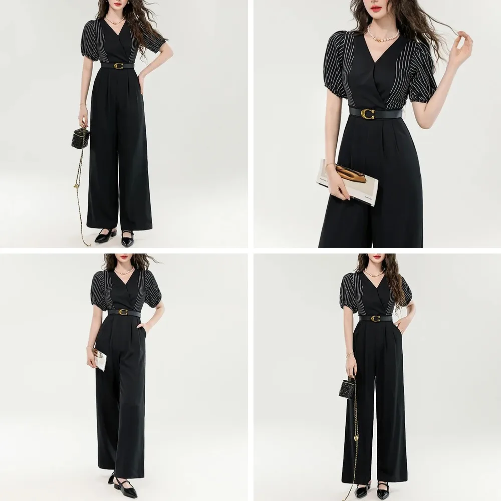 **Chic Patchwork Jumpsuit for Women, High Waist Elegant Overalls - Summer Autumn Fashion** (72 characters)