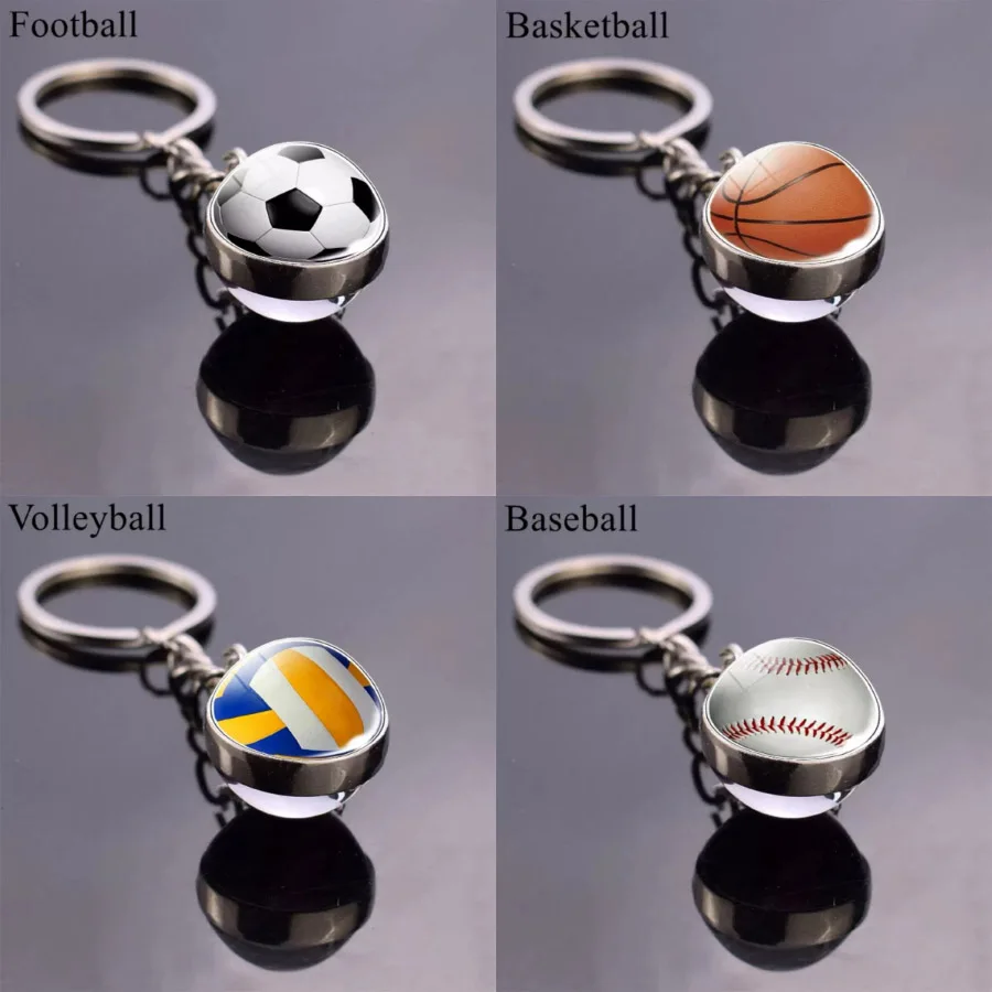7 Styles Football basket-ball Baseball Tennis volley-ball porte-clés unisexe sac décoration support en métal pendentif porte-clés accessoires