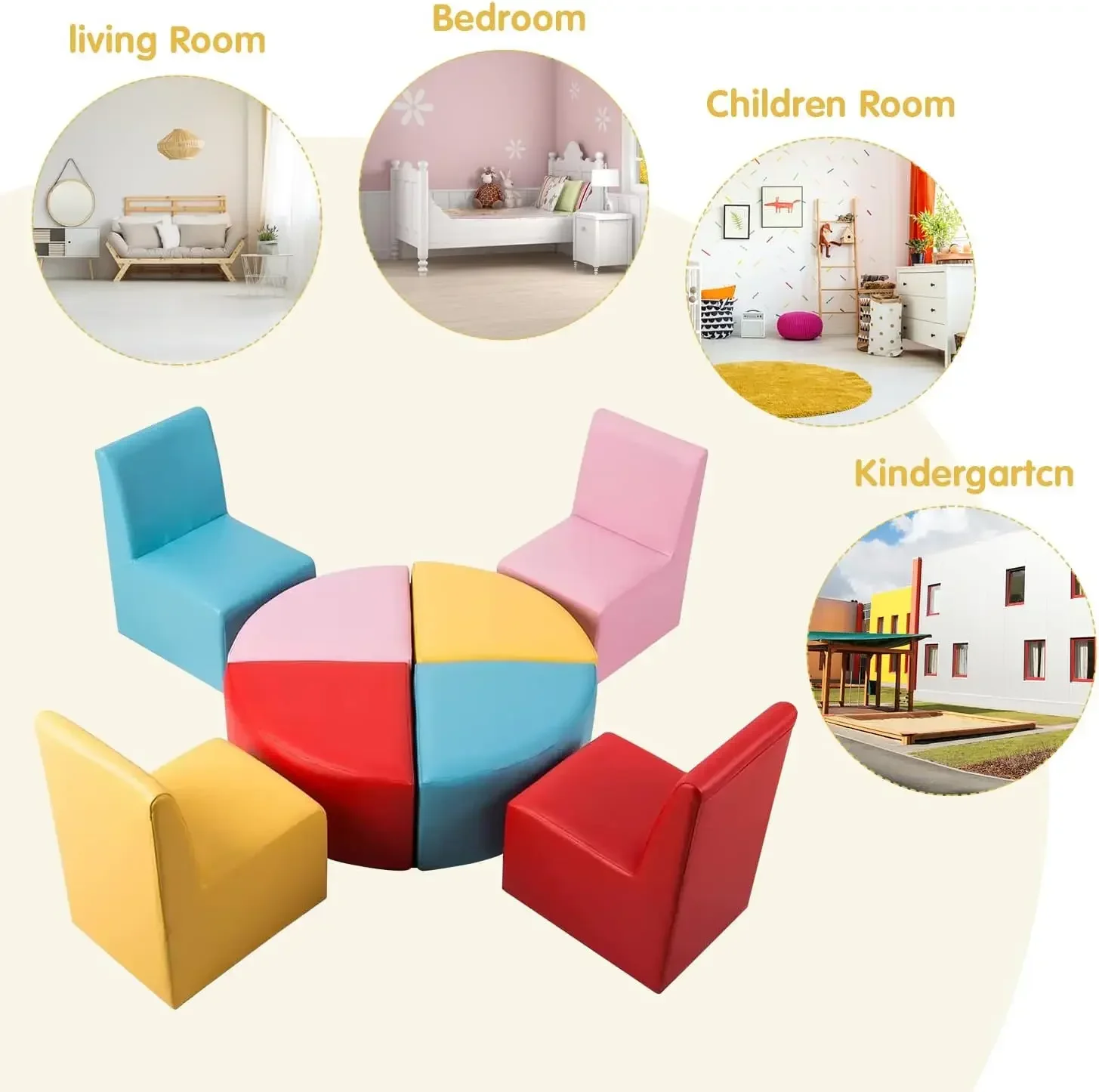 幼児と子供用の座席セット、子供用のカラフルなソファチェア、教室、幼稚園、図書館用 8個 幼児用ソフトフォーム