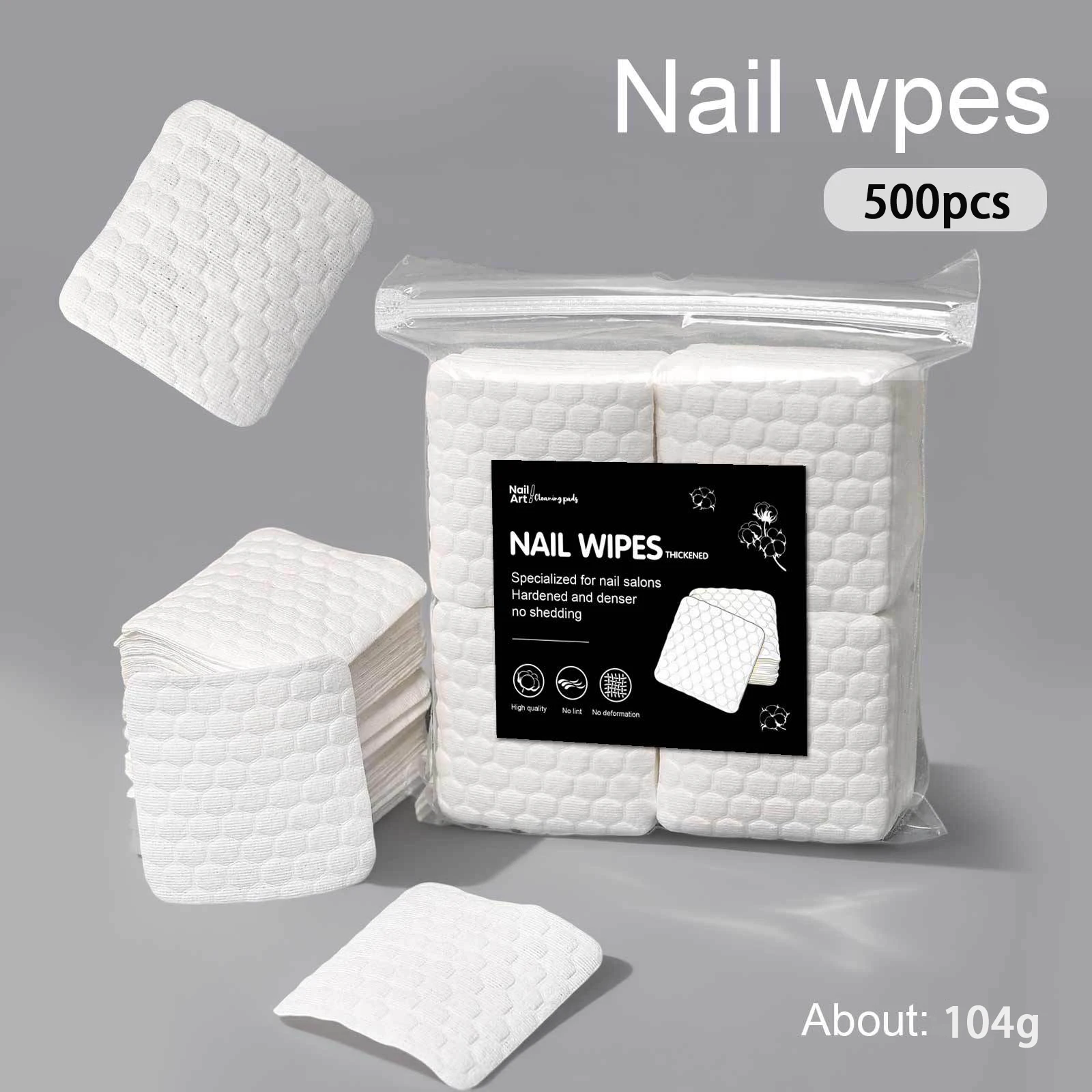 Klimonla 200/500 Stück/Packung/Box Solide Langlebige Nagelwerkzeuge Maniküre Gel-Nagellack-Entferner-Pads Fusselfreie Tücher Servietten Wraps