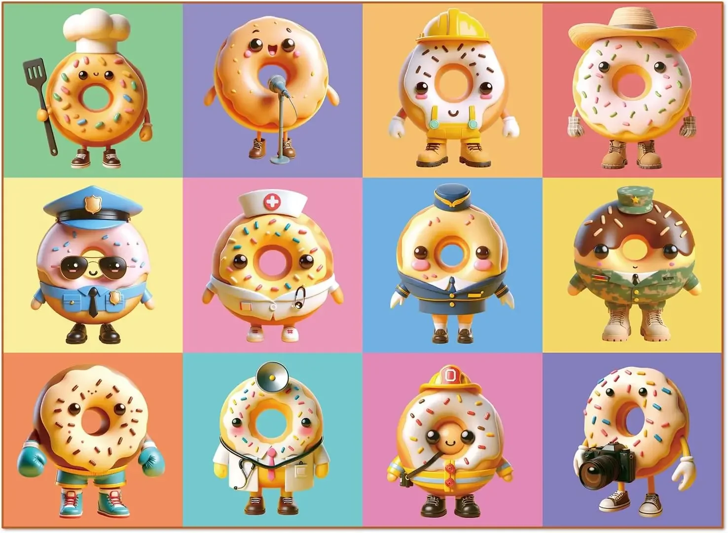 

1314/1000/520 Pcs Puzzles for Donuts Occupation Jigsaw Puzzles for Gameroom Bedroom Livingroom Challenging Family Activity Games