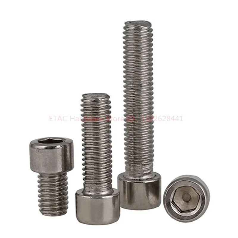 Parafuso de parafuso de cabeça sextavada de aço inoxidável Allen, Rosca métrica, Tampa sextavada, M3, M4, M5, M6, M8, 304 A2, 2 pcs, 20pcs