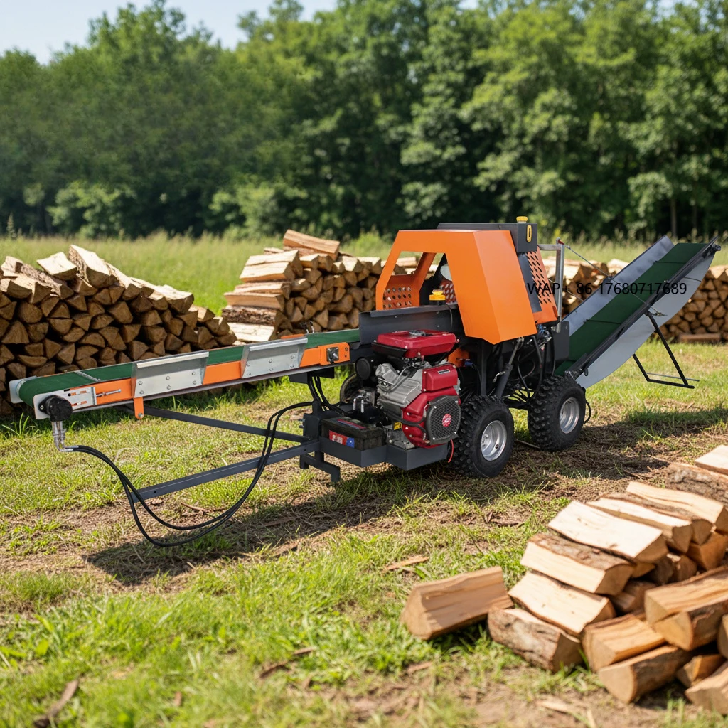 30T Engine Powered Firewood Processor Machine for Skid Steer Hydraulic Log Processor for Wood Timber Cutting Machine