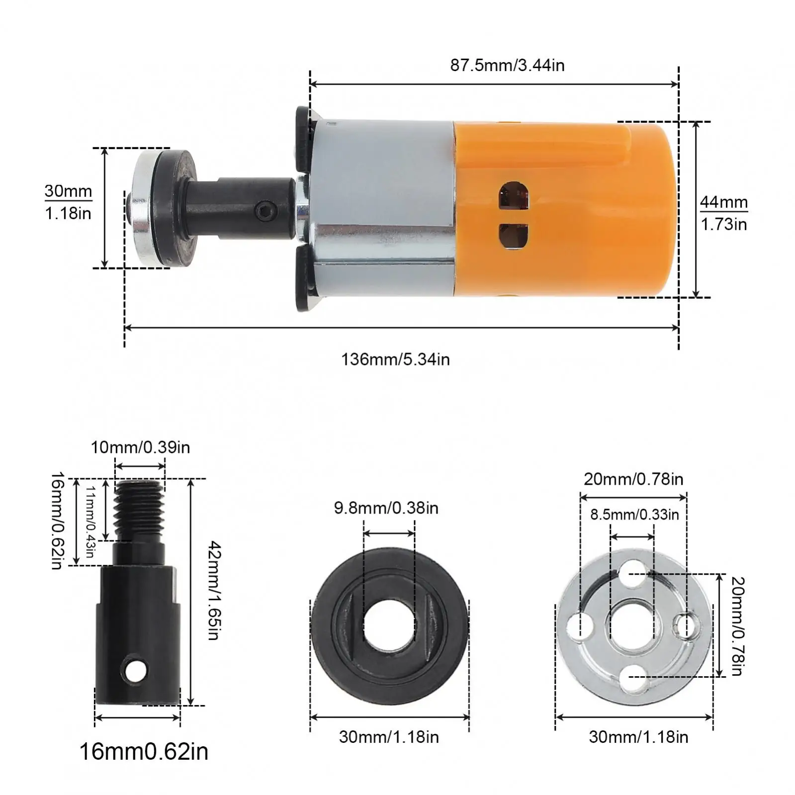 電気研磨ツール,12V,24V,775 DC,マイクロモーター付きアクセサリ,10接続ロッドブラケット,フランジ付きナット,ドリル用