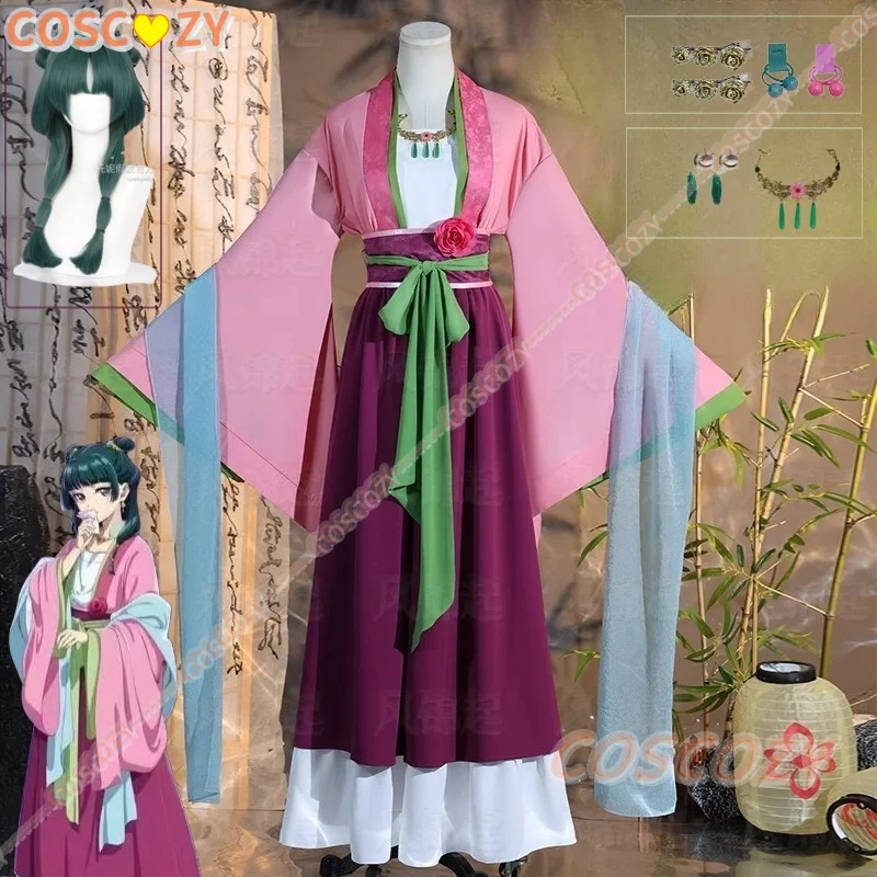 

Аниме Maomao Косплей Костюм Парик Аптекарь Дневники Розовое Платье Ханфу Ожерелье Головные Уборы Хэллоуин Вечеринка Женщины Девушки Костюм Опора