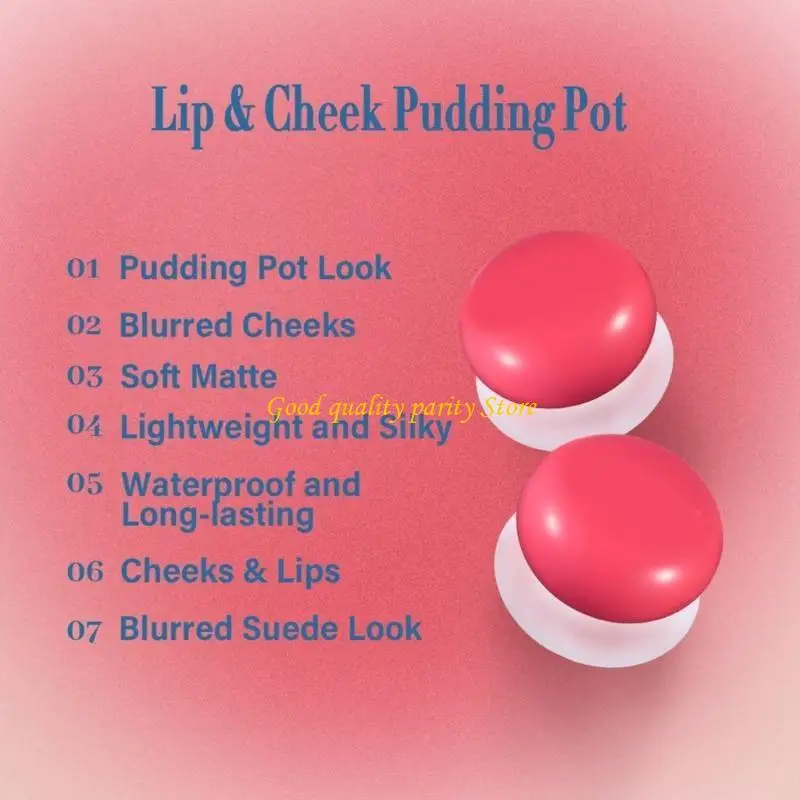 唇と頬のための1枚のクリーム2インチクリームの赤面口紅と頬の赤面のプディングポットチークと女性用の唇の色合い