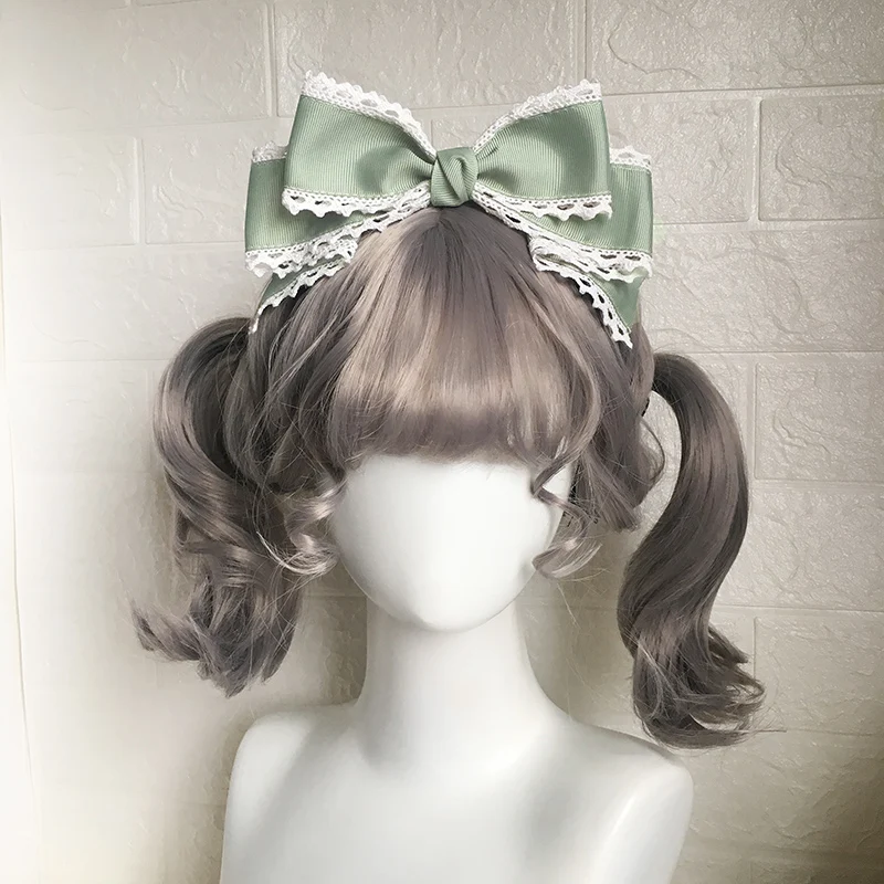 Cabelo preto lolita hairpin verão chá festa azul lo merece agir o papel de lolita grande bowknot pneu mão feita