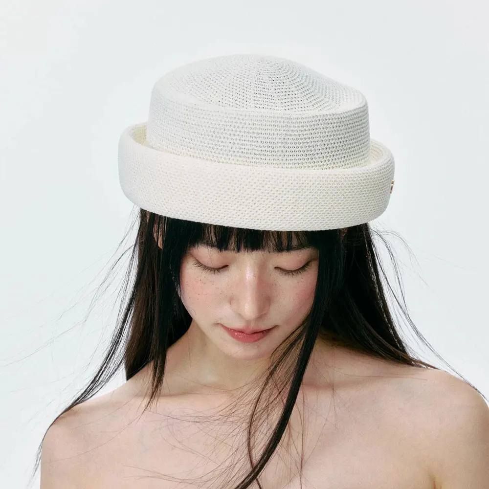

Retro Summer Handmade Knit Fashion Women Fedora Hat French Elegant flight attendant hat Beret Top Hat Runway Style Derbies Femme