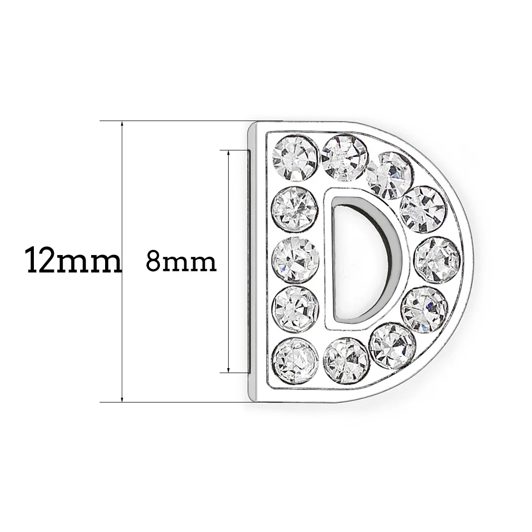 20PCS/lot Internal Dia. Hole 8MM Full Rhinestones Slide Letter A - Z Alloy English Alphabet Fit For DIY Charm Wristband Bracelet