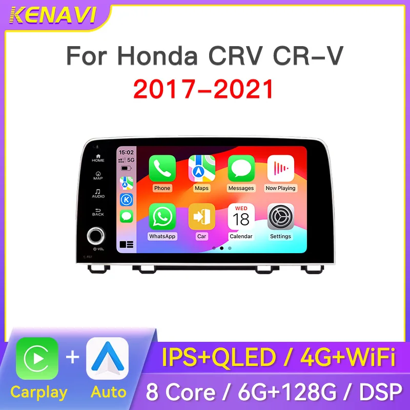 9 pulgadas Car Stereo Radio 2 Din Android13 para Honda CRV CR-V 2017 2018 2019 2020 2021 Reproductor de video multimedia Gavigation GPS Carplay Autoradio Unidad principal con pantalla 2 din Sin DVD