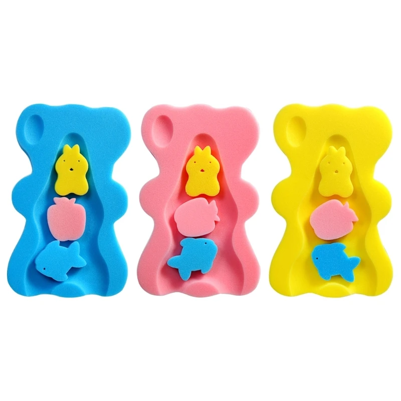 Cute Bear Shape Baby Bath Mat Universal Sponge Care Supply Comfortable and Secure Cushion for Relax Bath