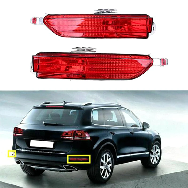 1 Pair Car Red Rear Fog Lamp Bumper Cover Reflector For VW Touareg 2011-2014 7P6945701D 7P6945702D Parts