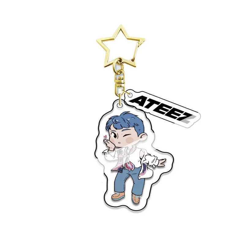 Korean Boy Group Hongjoong Seonghwa Yunho Transparent Acrylic Keyring Cartoon Image Keychain Star Peripheral Trendy Student Gift