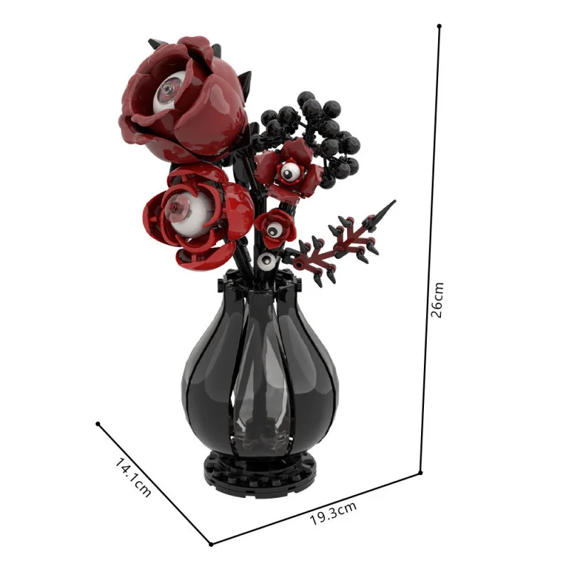 

Gothic Style MOC Building Blocks Model Weird Eyeball Rose Bricks Toys Valentine's Day Halloween Gifts Compatible With LEGO