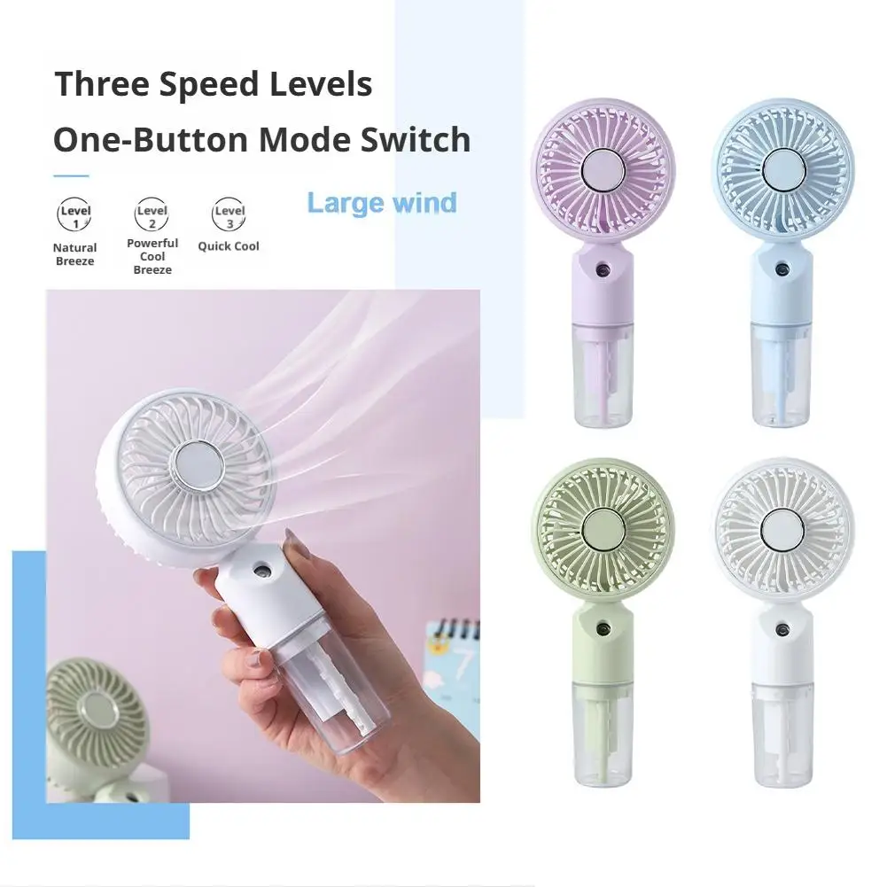 USB Handheld Spray Fan 3 Speed Portable Water Misting Fan Rechargeable Mini Cooling Air Humidifier Fan for Summer Travel