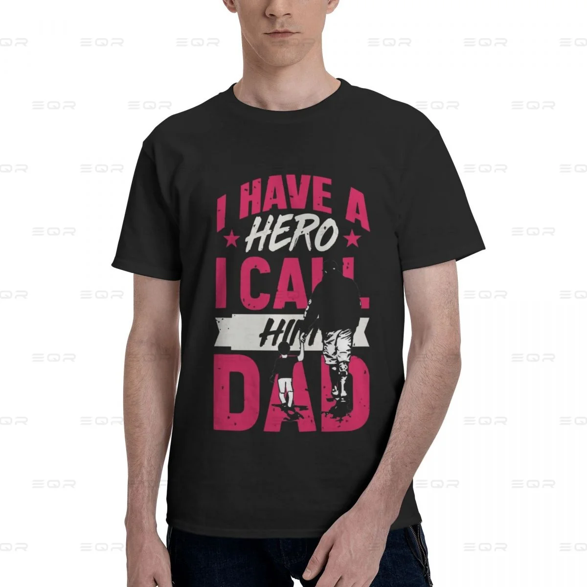 Super Dad Men's round neck Oversized T-shirt,Modern,Tee shirt Novelty Father's Day Gift