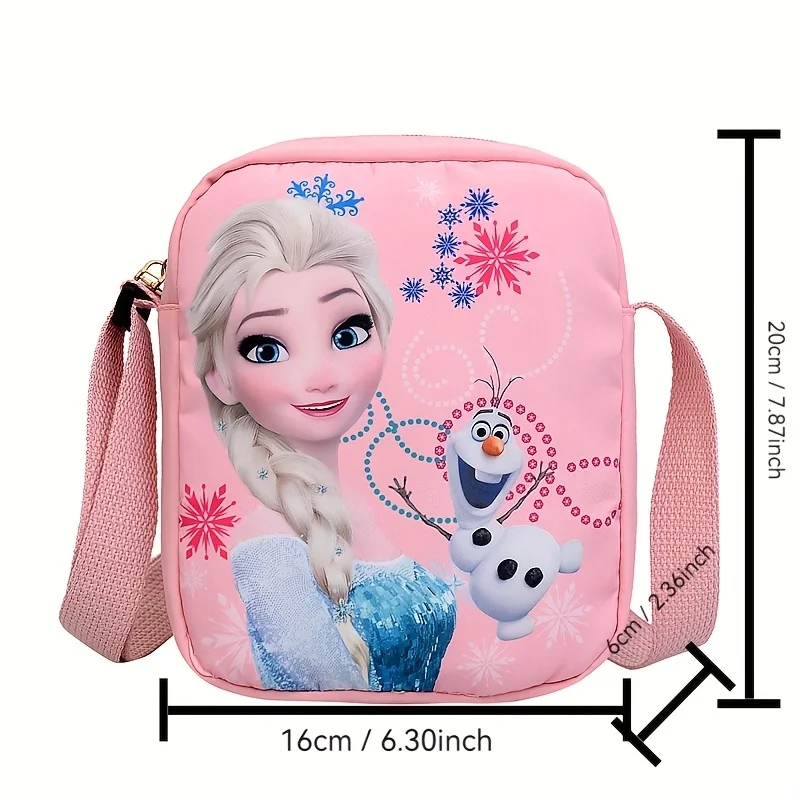 حقيبة كتف أميرات ديزني إلسا حقيبة كروس للأطفال بتصميم ندفة الثلج باللون الوردي والأزرق وحزام قابل للتعديل هدية عيد ميلاد
