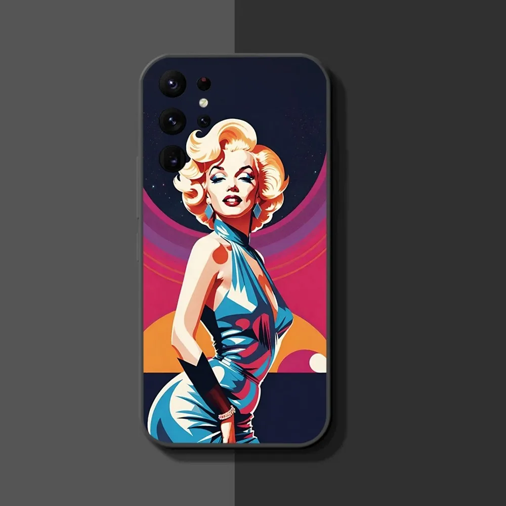 M-Marilyn M-Monroe Phone Case For Samsung Galaxy A52 A12 A51 S21 Edge S22ULTRA S23 S20LITE Plus Ultra Black Cover