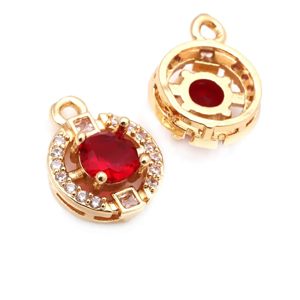 Colgantes Redondos de Latón con Zirconia y Cristal, Color Oro 18K, para Collares y Pendientes, Accesorios de Joyería DIY, Sitio Web Oficial de Rosediy