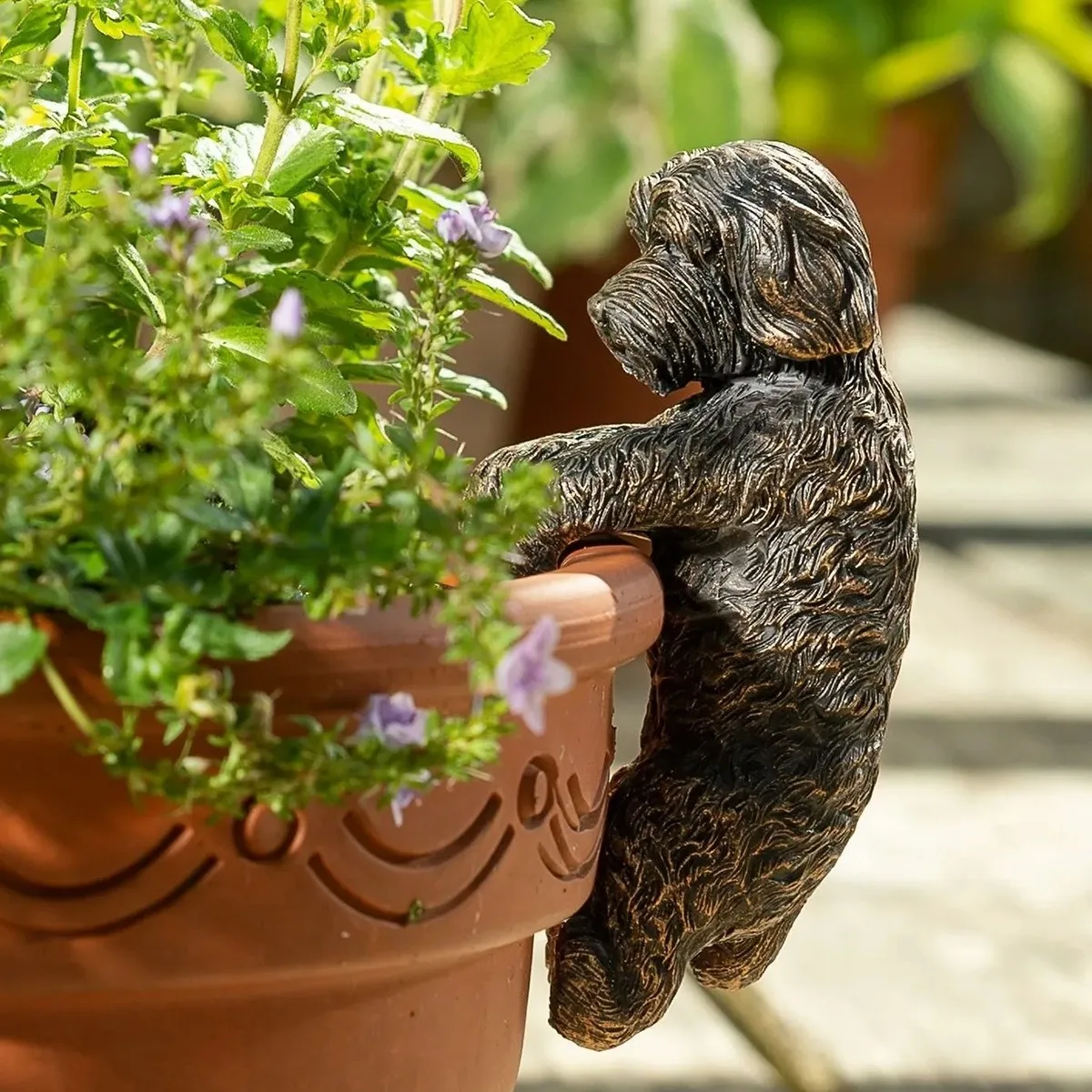 Dog Landscape Potted Plants Pendant Garden Outdoor Resin Crafts Dog Hanging Statues Decoration