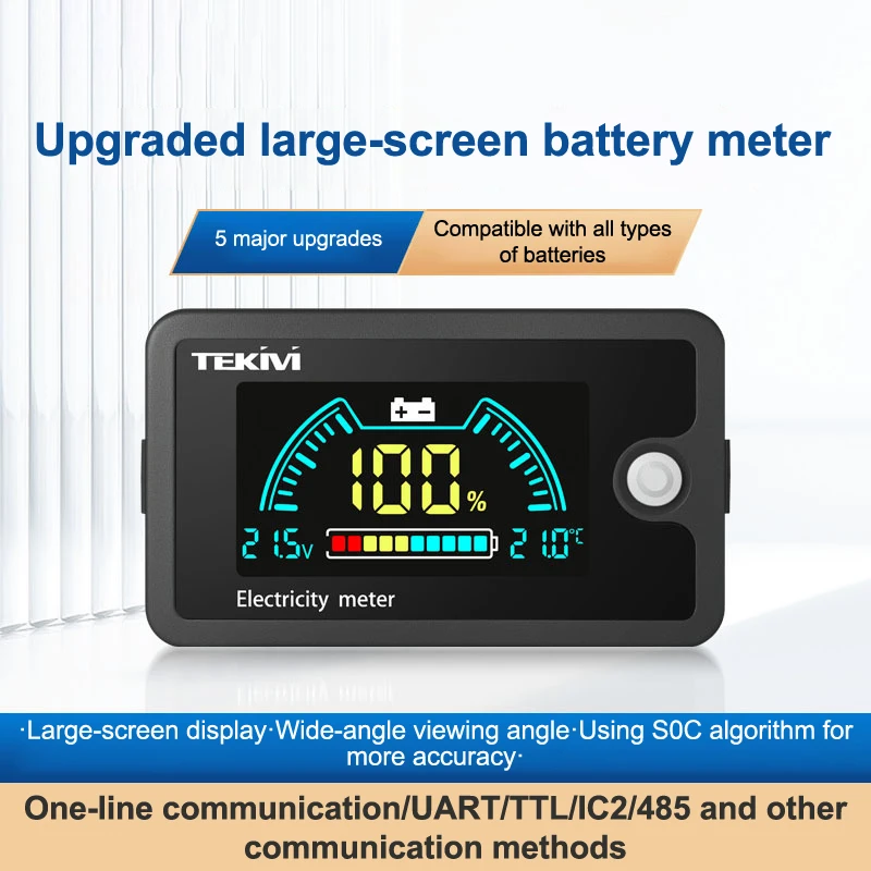 Reliable Battery Capacity Checker for LiFePO4 and Lead-Acid, DC8-100V with LCD & Temperature Warning