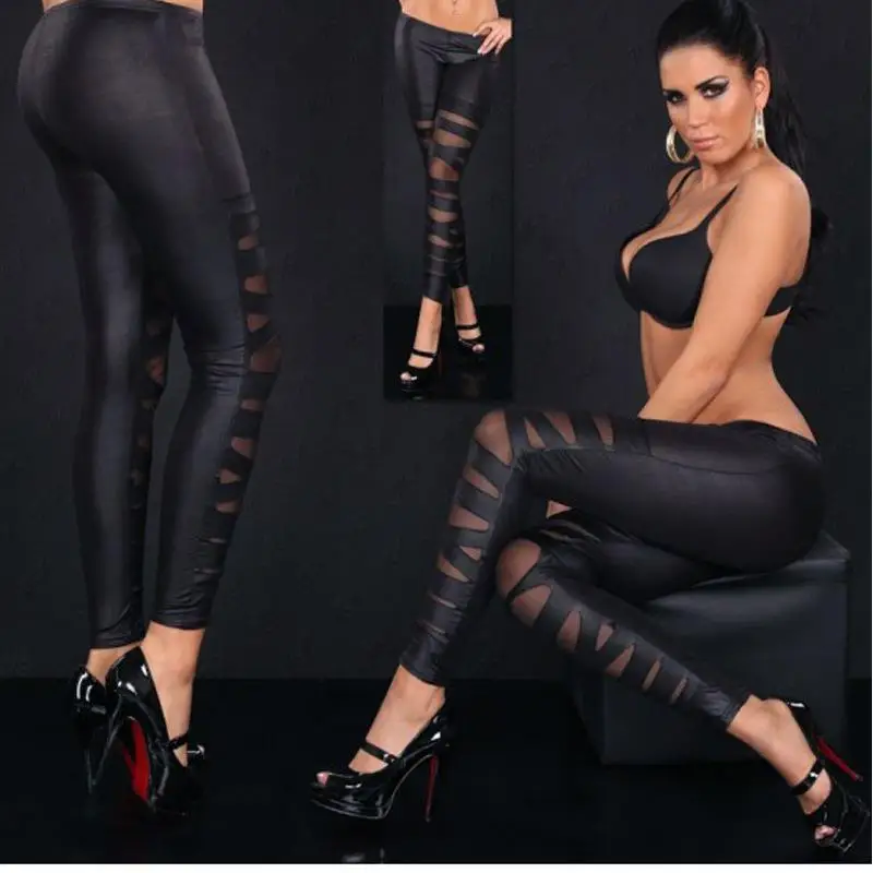 

Light Imitation Leather Small Cross Bot Pants Women's Thin Nine Points Polyester Fiber Boting Trousers Autumn Season